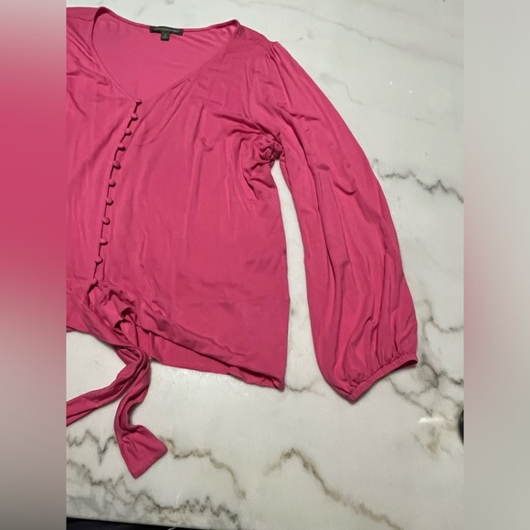 Plus size Kate and Mallory knit long sleeve tie front top - Picture 2 of 7